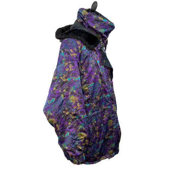Havoc Size 12 Vintage 80s Ski Jacket Satin Psychedelic Deer Horse Print Winter - Picture 3 of 16